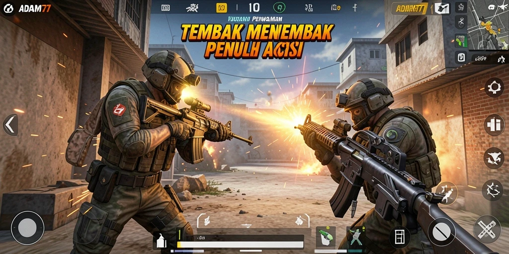 Tampilan menegangkan gameplay ADAM77 saat pertempuran berlangsung.