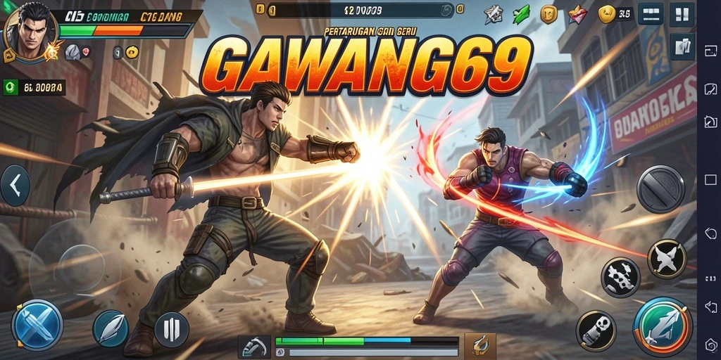 Screenshot GAWANG69 menampilkan aksi pertarungan yang intens.