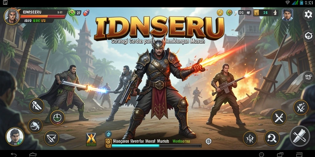 Tampilan gameplay <strong>IDNSERU</strong> dengan strategi dan pertempuran yang mendebarkan.