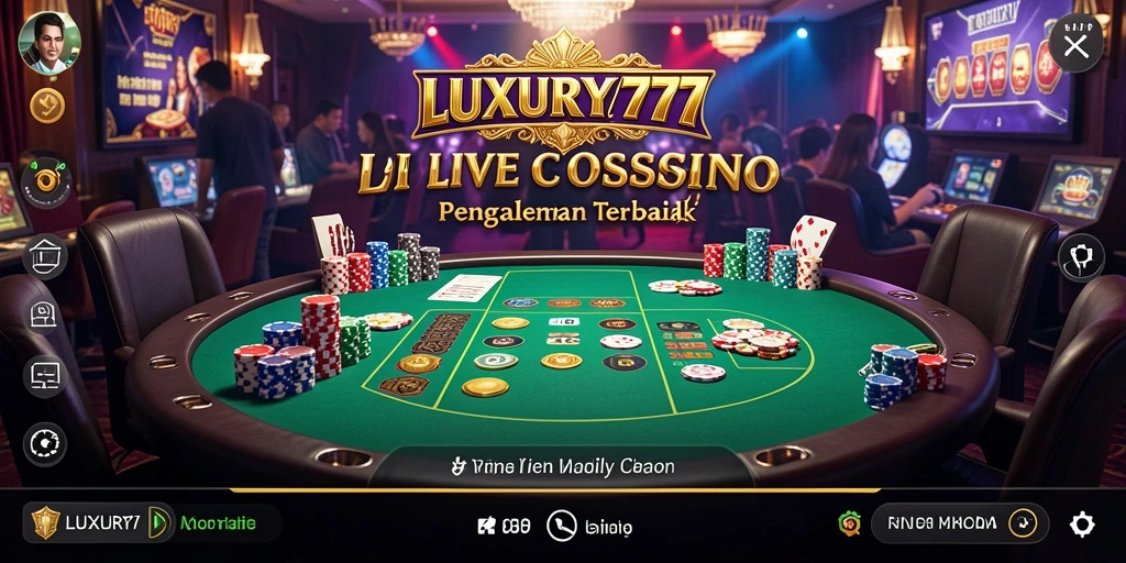 Screenshot gameplay LUXURY777 menampilkan suasana Live Casino yang mendebarkan.