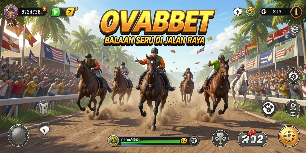 Screenshot gameplay OVABET menampilkan aksi balapan yang mendebarkan.