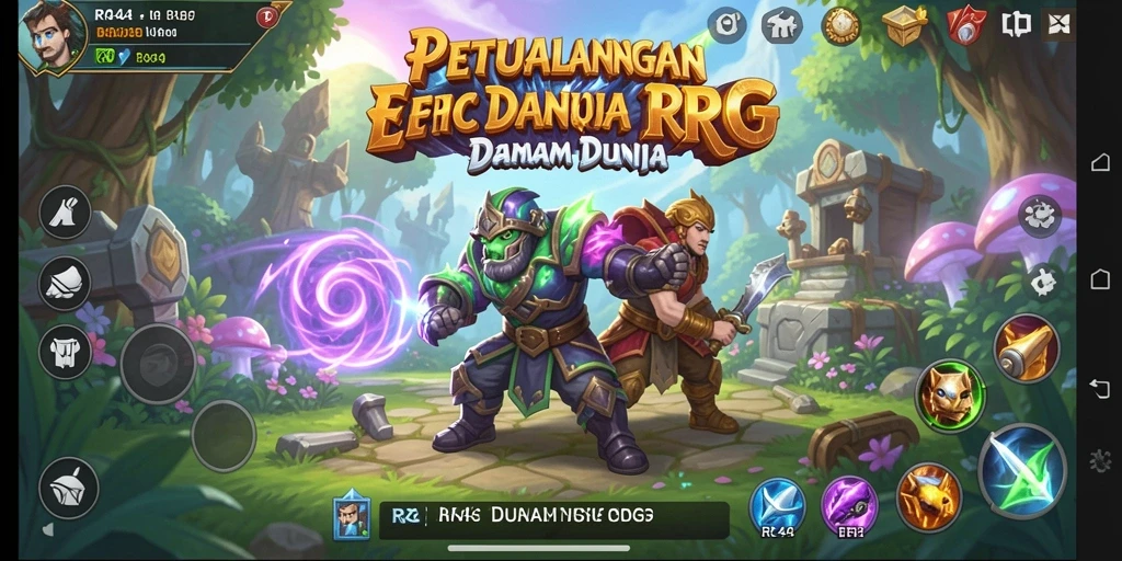 Tampilan gameplay RR44 dengan elemen pertarungan RPG yang menarik.